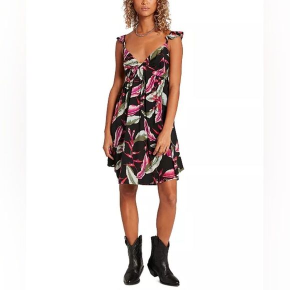 Volcom In The Tropics Printed Knot-Front Dress sz XS - Picture 1 of 14